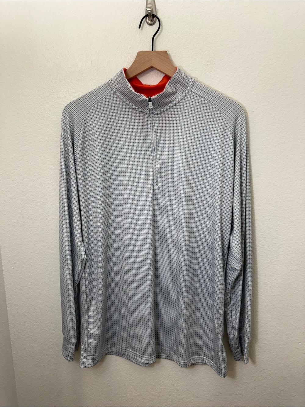 Birdie Bound Golf Shirt Medium Gray Blue  1/4 Zip  Long Sleeve Geometric Print